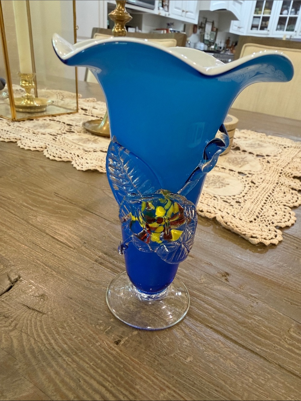 This hand-blown cobalt blue art vase.